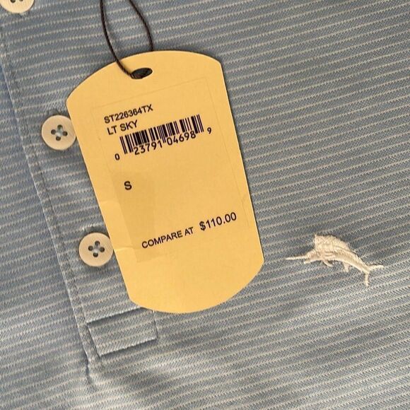 Tommy Bahama Mens Polo Shirt Short Sleeve Light‎ Blue Striped Size Small - Picture 5 of 6